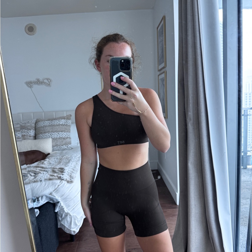 SET Active Brown Biker Short SET
